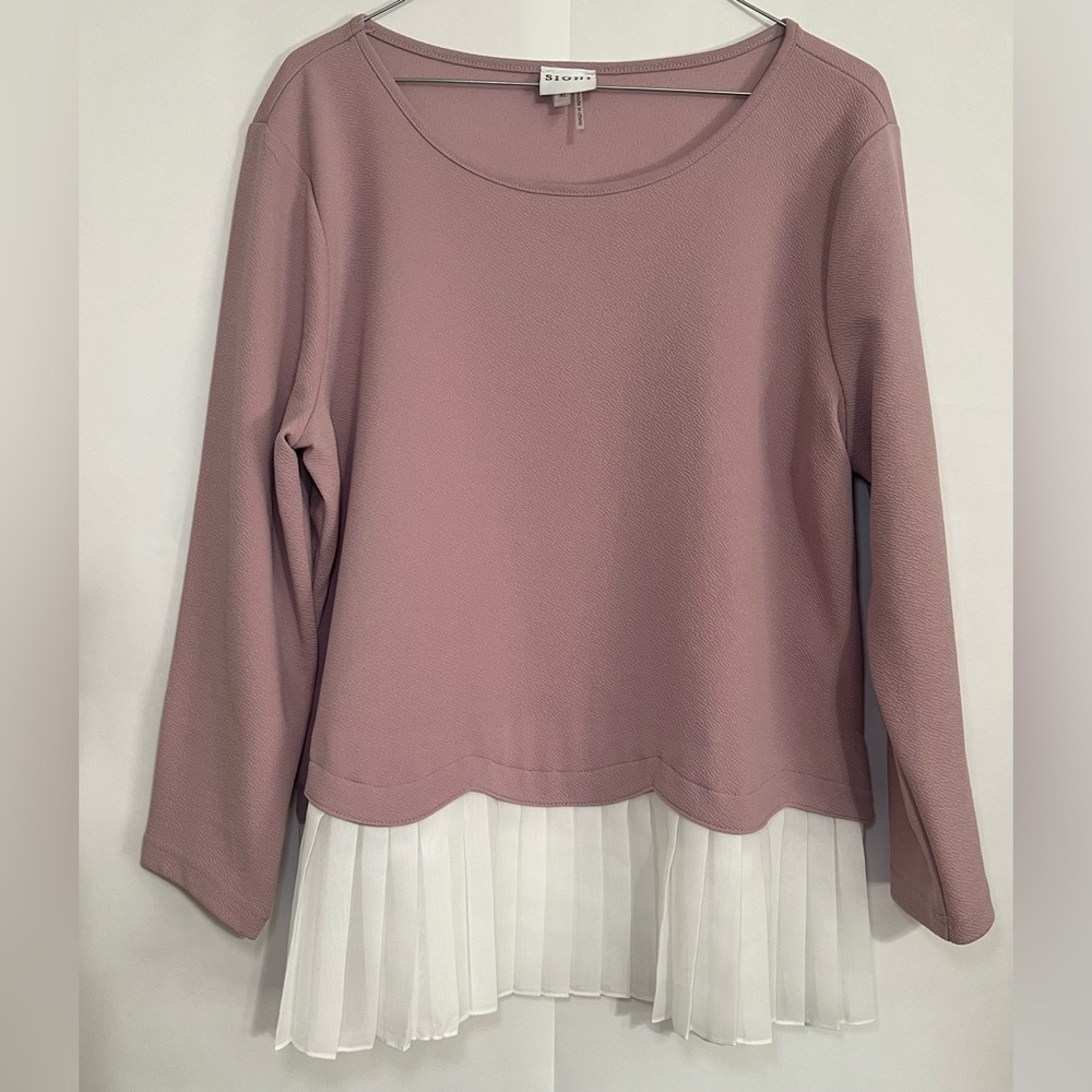 Sioni Studio Mauve & White Layered Chiffon Top Size XL Workwear Corpcore Clean